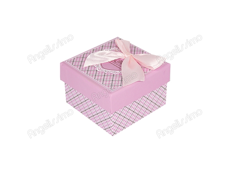  Подарочная коробка розового цвета с бантом малая